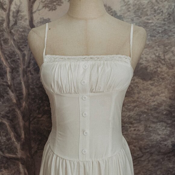 Milkmaid Dress Full Length Maxi With Ruffles Bustier Style New NWT Women - Picture 2 of 7